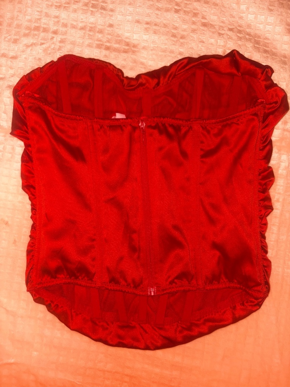 UNWORN RED VS SATIN CORSET WITH BONING